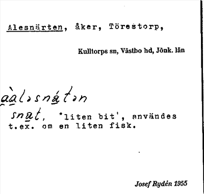 Bild på arkivkortet för arkivposten Alesnärten