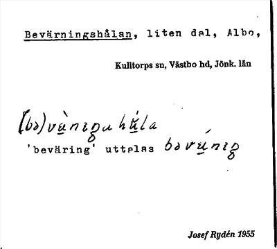 Bild på arkivkortet för arkivposten Bevärningshålan