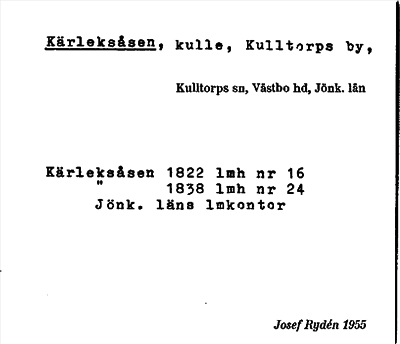 Bild på arkivkortet för arkivposten Kärleksåsen