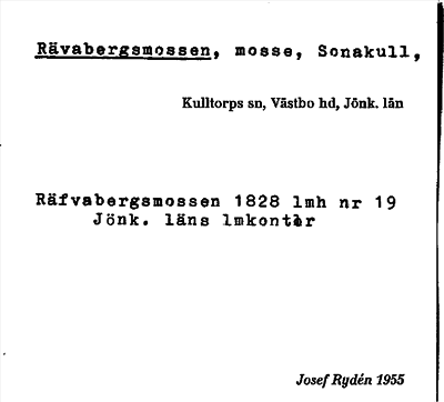 Bild på arkivkortet för arkivposten Rävabergsmossen