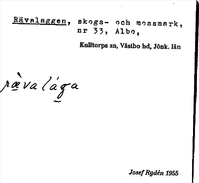 Bild på arkivkortet för arkivposten Rävalaggen
