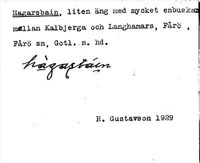 Bild på arkivkortet för arkivposten Hagarsbain