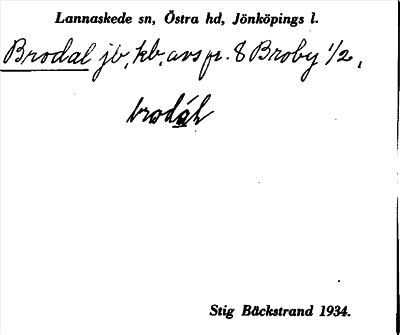 Bild på arkivkortet för arkivposten Brodal