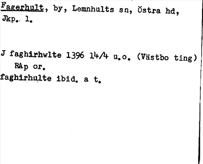 Bild på arkivkortet för arkivposten Fagerhult