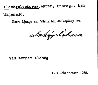 Bild på arkivkortet för arkivposten Alehögslyckorna