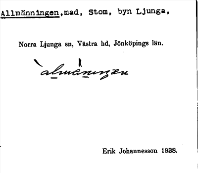 Bild på arkivkortet för arkivposten Allmänningen