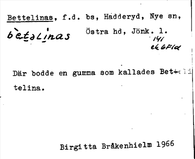 Bild på arkivkortet för arkivposten Bettelinas