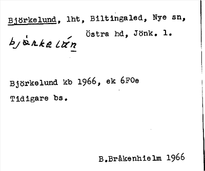 Bild på arkivkortet för arkivposten Björkelund