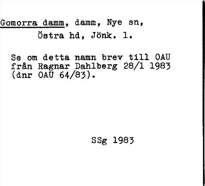 Bild på arkivkortet för arkivposten Gomorra damm