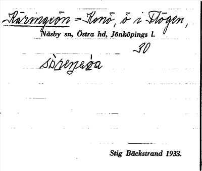 Bild på arkivkortet för arkivposten Käringeön