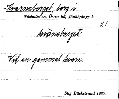 Bild på arkivkortet för arkivposten Kvarnaberget