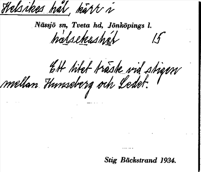 Bild på arkivkortet för arkivposten Helsikes hål