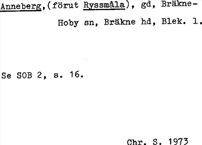 Bild på arkivkortet för arkivposten Anneberg, (förut Ryssmåla)