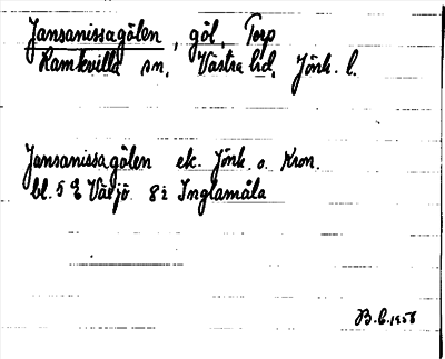 Bild på arkivkortet för arkivposten Jansanissagölen