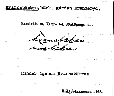 Bild på arkivkortet för arkivposten Kvarnabäcken