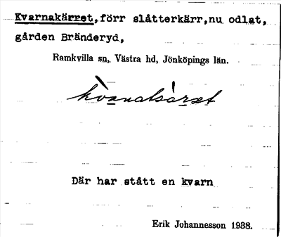 Bild på arkivkortet för arkivposten Kvarnakärret