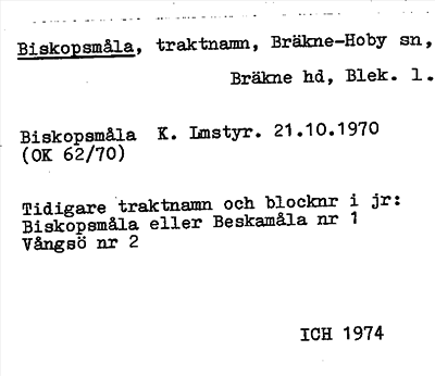 Bild på arkivkortet för arkivposten Biskopsmåla