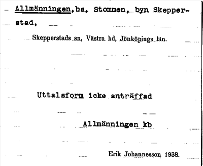 Bild på arkivkortet för arkivposten Allmänningen