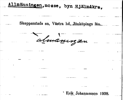 Bild på arkivkortet för arkivposten Allmänningen