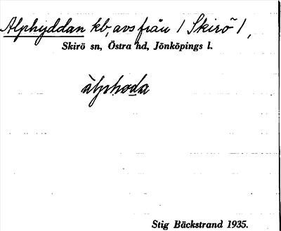 Bild på arkivkortet för arkivposten Alphyddan