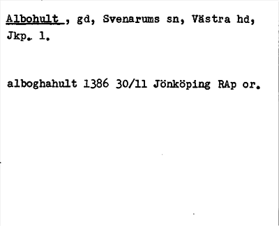Bild på arkivkortet för arkivposten Albohult