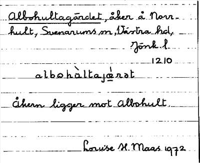 Bild på arkivkortet för arkivposten Albohultagärdet