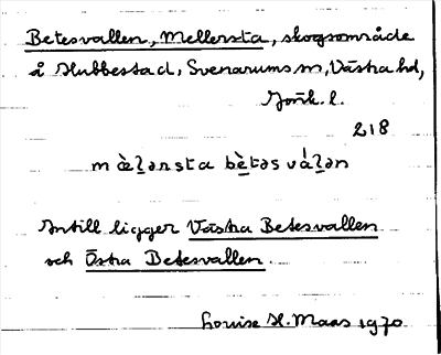Bild på arkivkortet för arkivposten Betesvallen, Mellersta