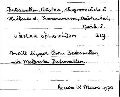 Bild på arkivkortet för arkivposten Betesvallen, Västra