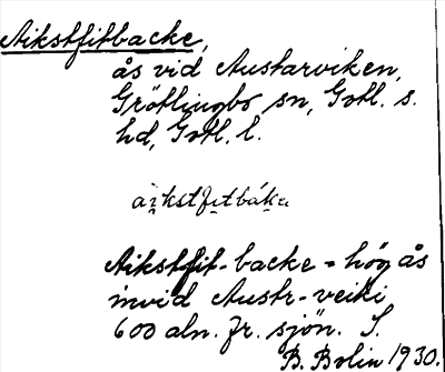 Bild på arkivkortet för arkivposten Aikstfitbacke