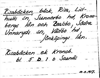Bild på arkivkortet för arkivposten Risabäcken