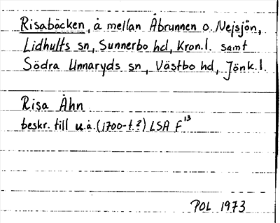 Bild på arkivkortet för arkivposten Risabäcken