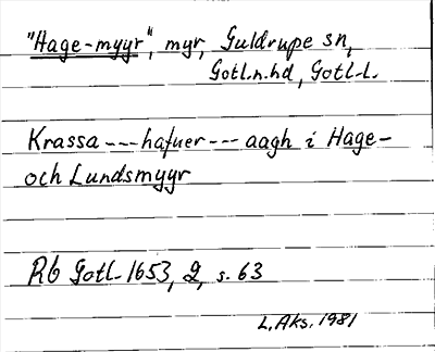 Bild på arkivkortet för arkivposten »Hage-myyr»