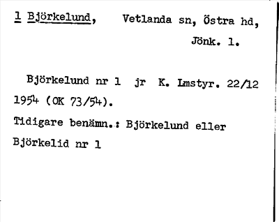 Bild på arkivkortet för arkivposten Björkelund
