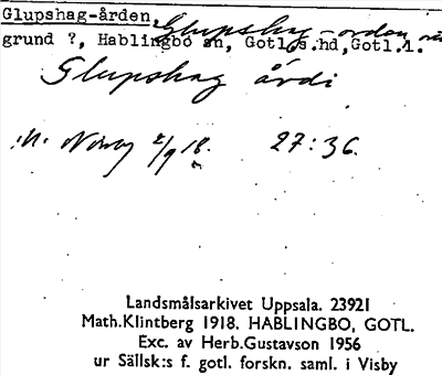 Bild på arkivkortet för arkivposten Glupshag-ården