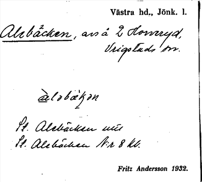 Bild på arkivkortet för arkivposten Alebäcken