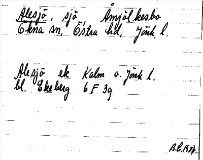 Bild på arkivkortet för arkivposten Alesjö