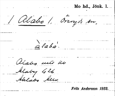 Bild på arkivkortet för arkivposten Alabo