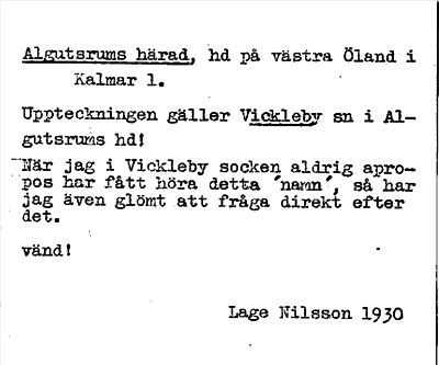 Bild på arkivkortet för arkivposten Algutsrums härad