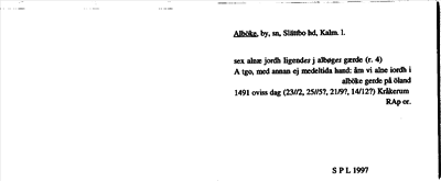 Bild på arkivkortet för arkivposten Alböke