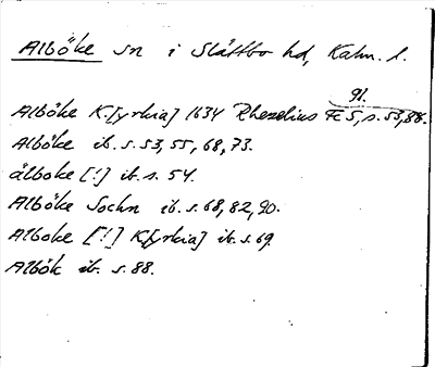 Bild på arkivkortet för arkivposten Alböke