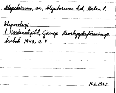 Bild på arkivkortet för arkivposten Algutsrum