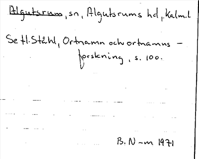 Bild på arkivkortet för arkivposten Algutsrum