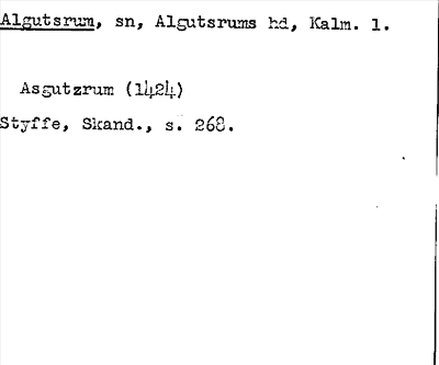 Bild på arkivkortet för arkivposten Algutsrum