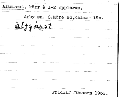 Bild på arkivkortet för arkivposten Alkärret