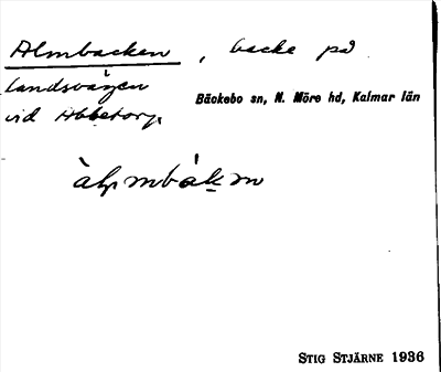 Bild på arkivkortet för arkivposten Almbacken