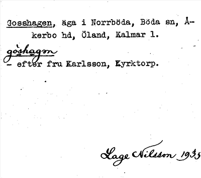Bild på arkivkortet för arkivposten Gosshagen