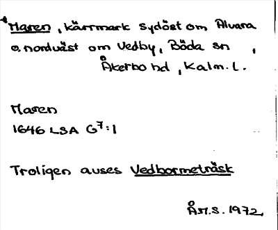 Bild på arkivkortet för arkivposten *Maren