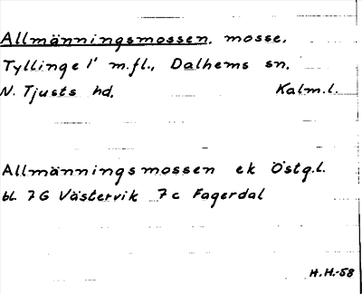 Bild på arkivkortet för arkivposten Allmänningsmossen