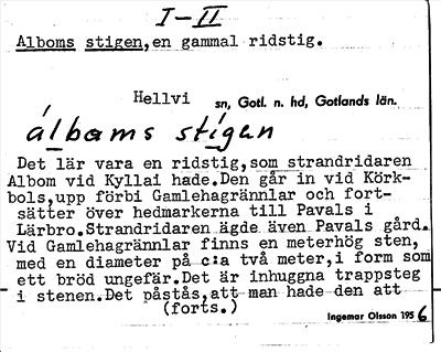 Bild på arkivkortet för arkivposten Alboms stigen