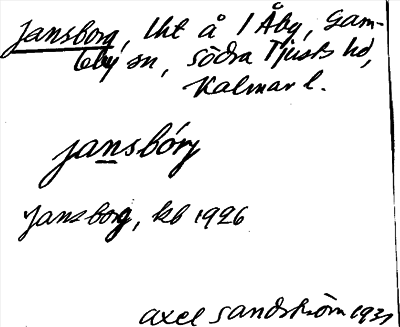 Bild på arkivkortet för arkivposten Jansborg